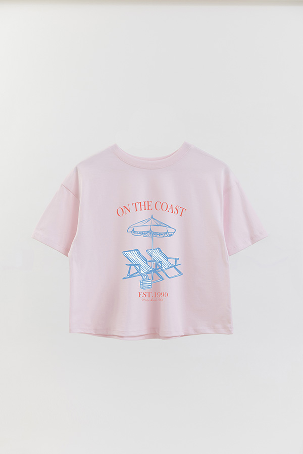 REMERA CROP ESTAMPADA ON THE COAST 1990