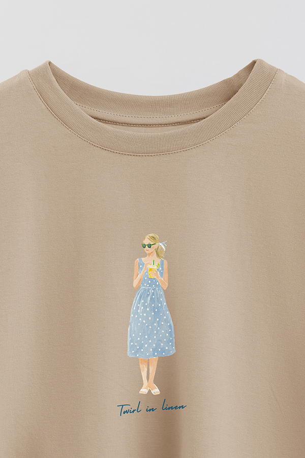 REMERA CROP ESTAMPADA COASTAL TWIRL IN LINEN