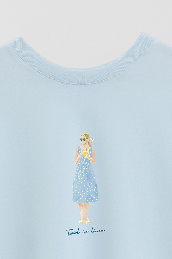 REMERA CROP ESTAMPADA COASTAL TWIRL IN LINEN