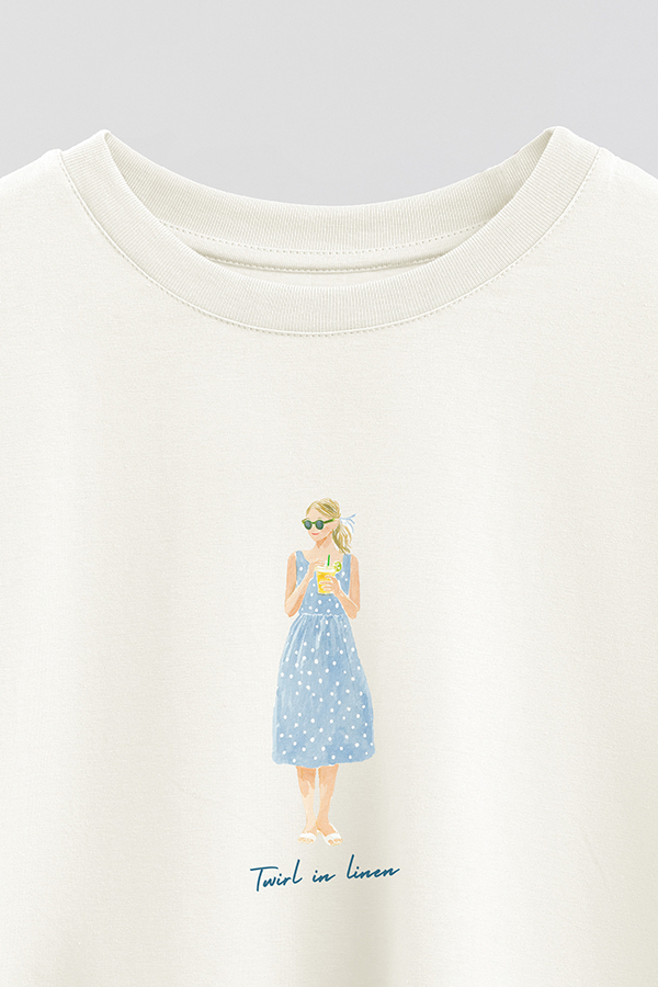 REMERA CROP ESTAMPADA COASTAL TWIRL IN LINEN