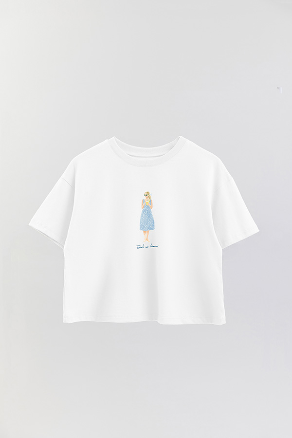 REMERA CROP ESTAMPADA COASTAL TWIRL IN LINEN