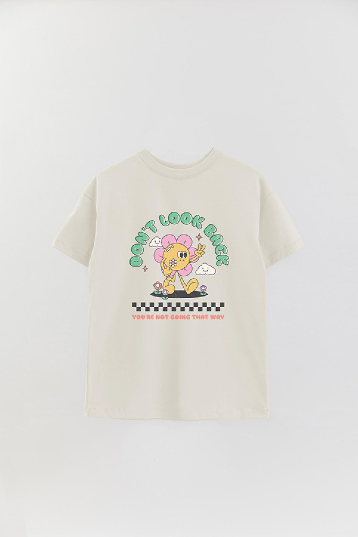 REMERA OVER ESTAMPADA RT2 DON'T LOOK BACK
