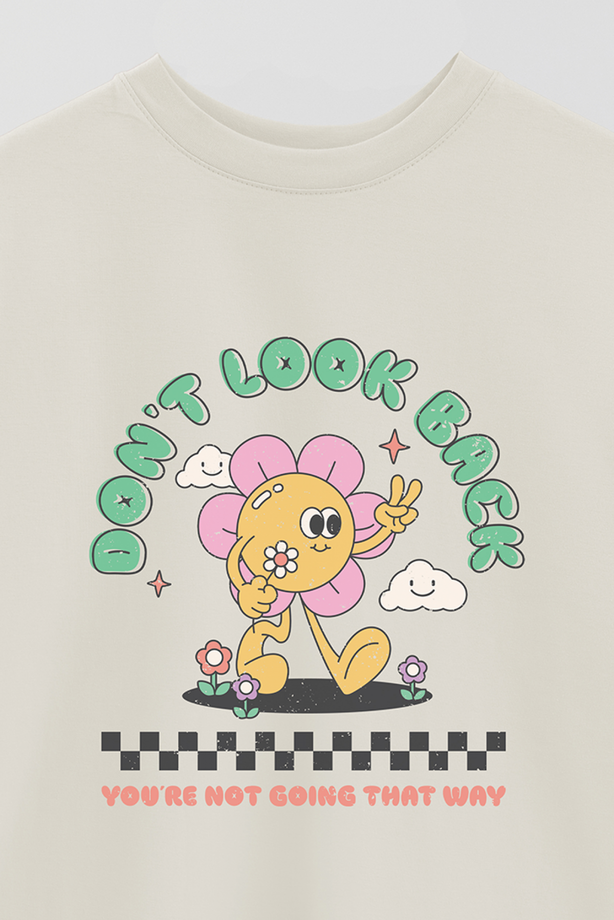 REMERA OVER ESTAMPADA RT2 DON'T LOOK BACK