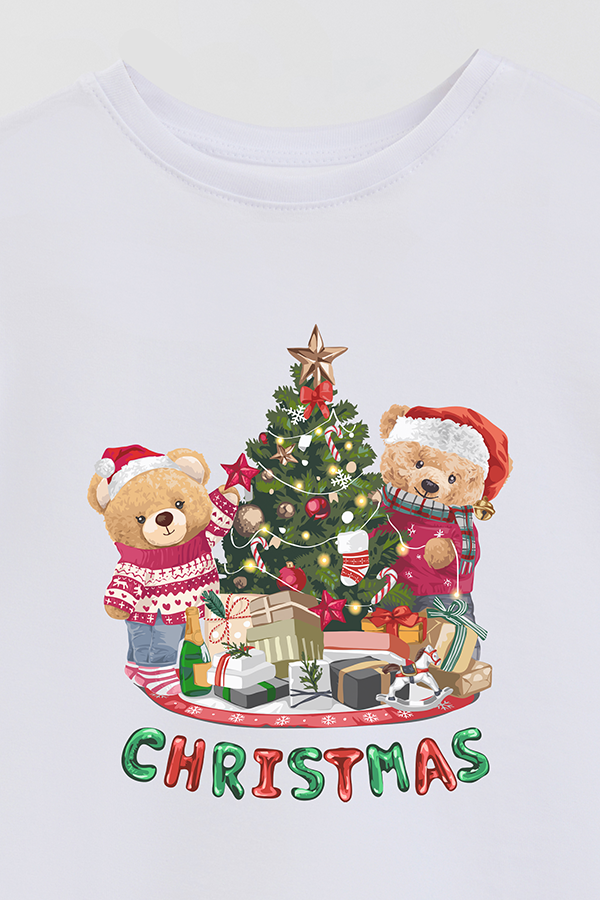 REMERA BASICA ESTAMPADA TEDDY CHRISTMAS