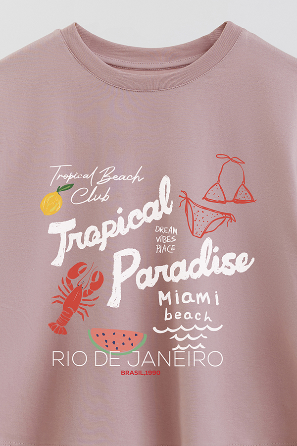 REMERA CROP ESTAMPADA RIO TROPICAL PARADISE