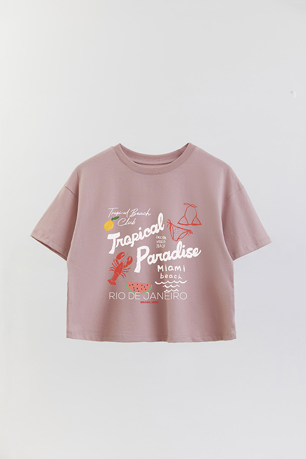 REMERA CROP ESTAMPADA RIO TROPICAL PARADISE