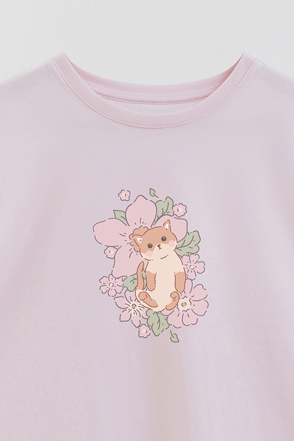 REMERA GIRL OVER BLOOMS FLORAL PAWS