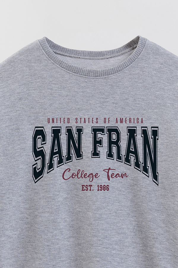 BUZO CREWNECK RUSTICO VARSITY GIRL SAN FRAN