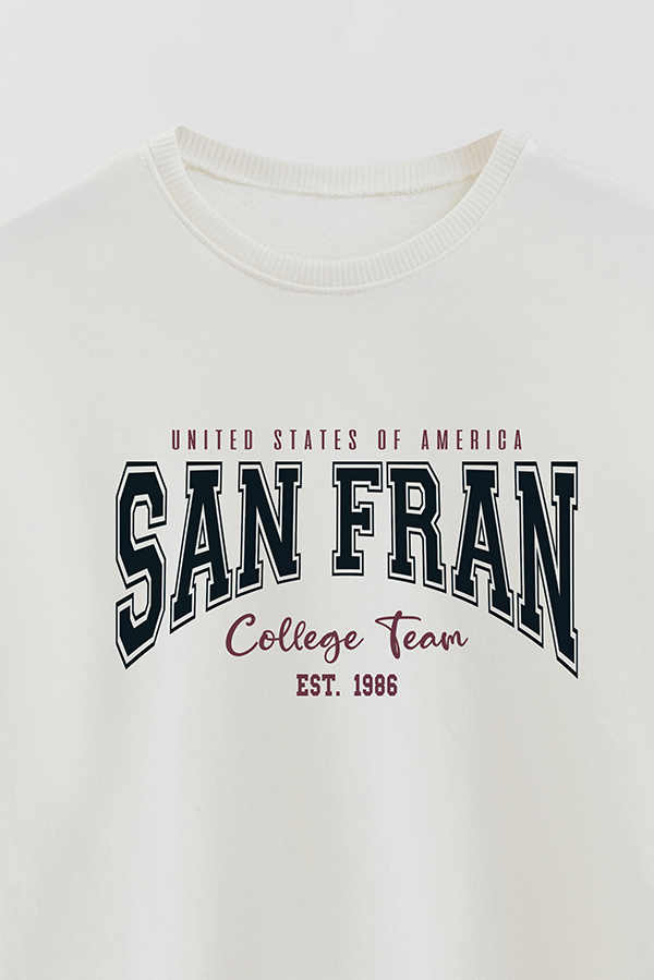 BUZO CREWNECK RUSTICO VARSITY GIRL SAN FRAN