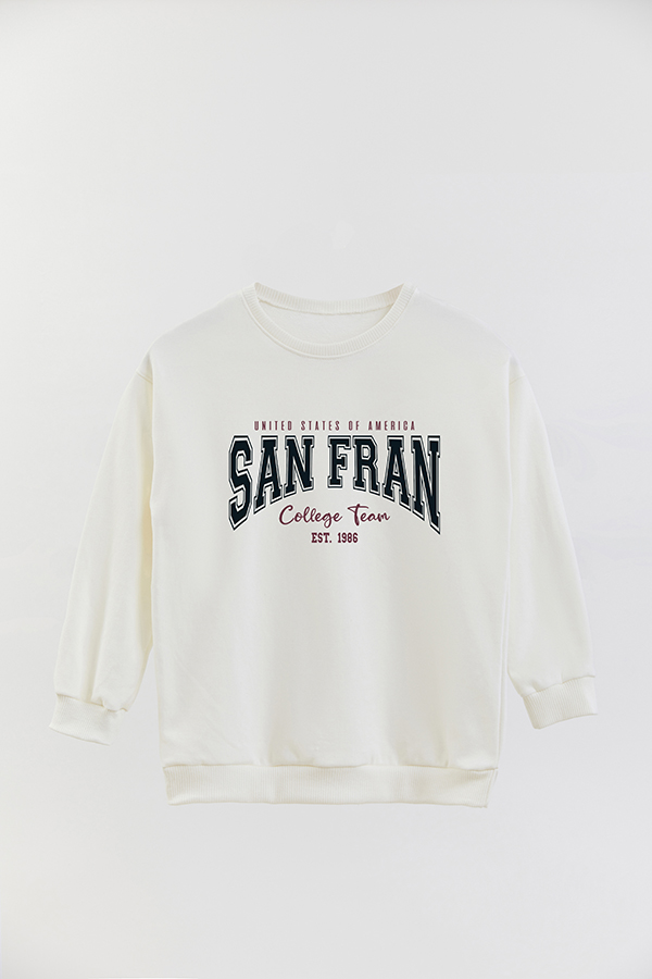 BUZO CREWNECK RUSTICO VARSITY GIRL SAN FRAN