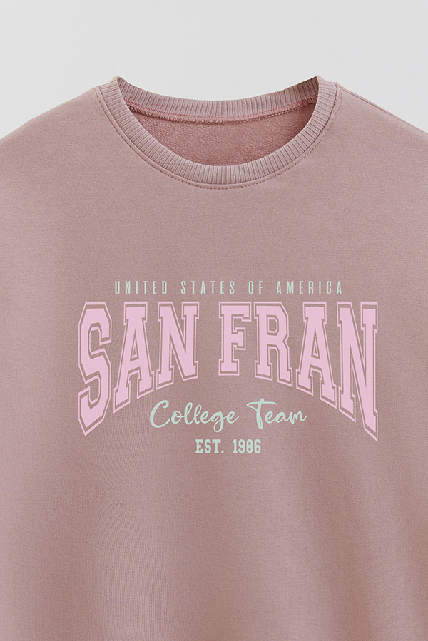 BUZO CREWNECK RUSTICO VARSITY GIRL SAN FRAN