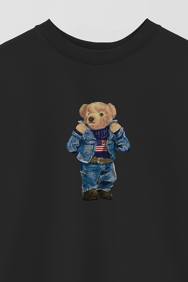 REMERA OVER ESTAMPADA UNISEX BEAR DENIM