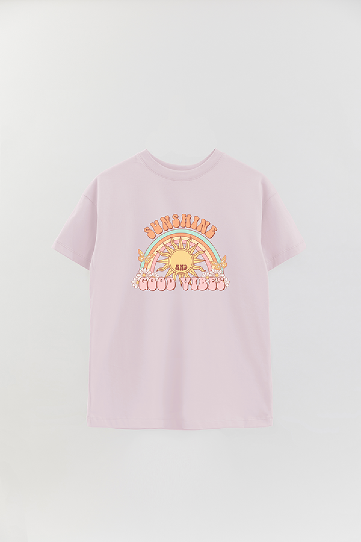 REMERA OVER ESTAMPADA RT SUNSHINE AND GOOD VIBES