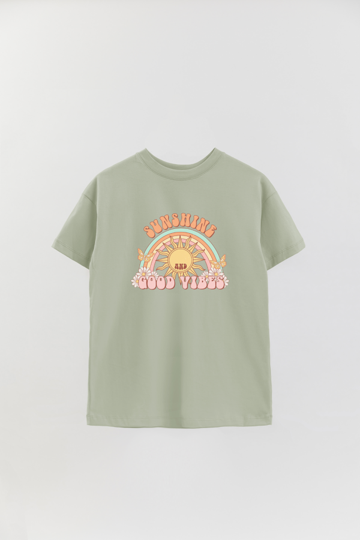 REMERA OVER ESTAMPADA RT SUNSHINE AND GOOD VIBES