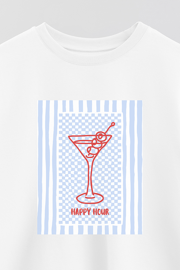 REMERA CROP ESTAMPADA BEACH BLUE HAPPY HOUR