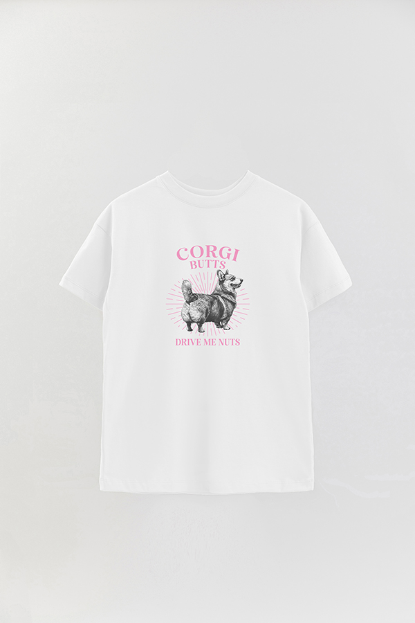 REMERA OVER ESTAMPADA DOG CORGI
