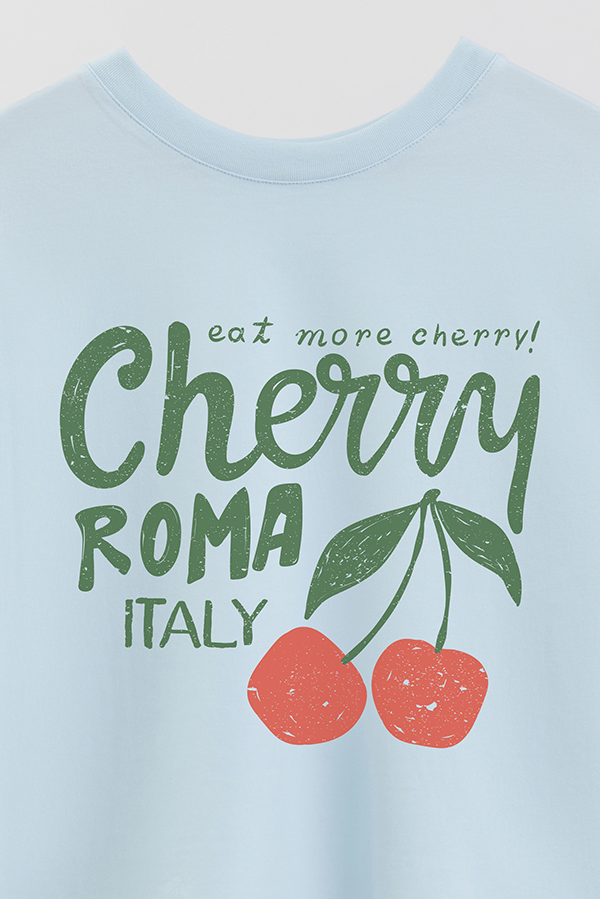 REMERA CROP ESTAMPADA CHERRY ROMA