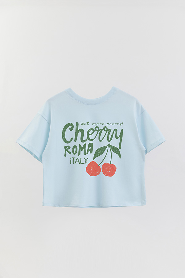 REMERA CROP ESTAMPADA CHERRY ROMA