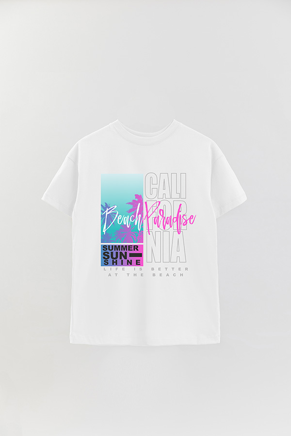 REMERA OVER ESTAMPADA BEACH PARADISE