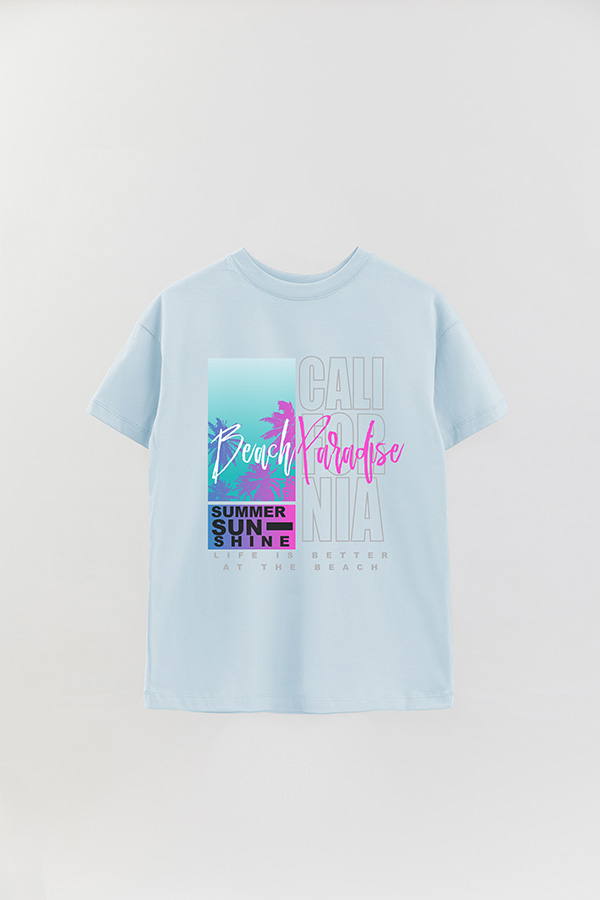 REMERA OVER ESTAMPADA BEACH PARADISE