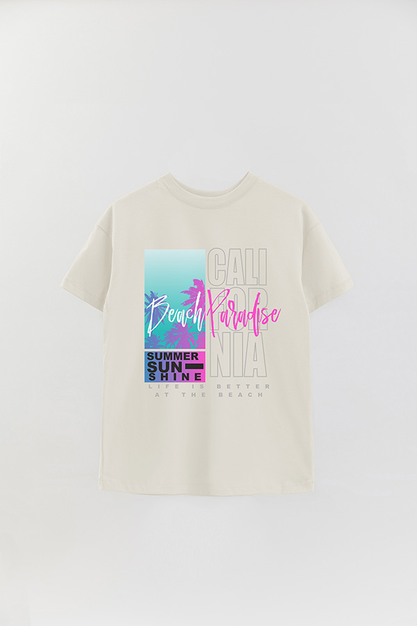 REMERA OVER ESTAMPADA BEACH PARADISE