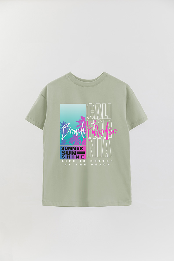 REMERA OVER ESTAMPADA BEACH PARADISE