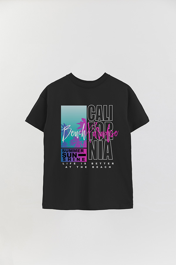 REMERA OVER ESTAMPADA BEACH PARADISE