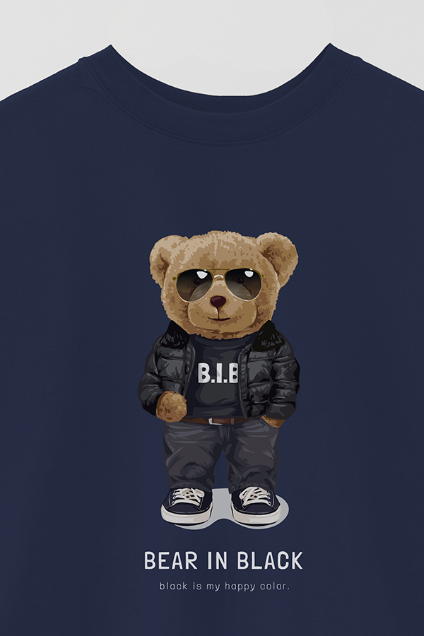 REMERA OVER ESTAMPADA UNISEX TEDDY BEAR IN BLACK