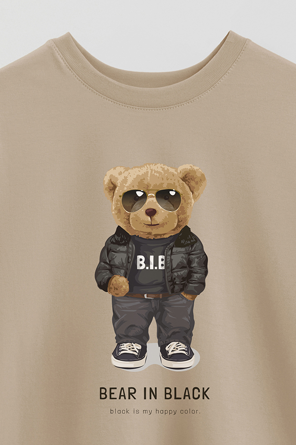 REMERA OVER ESTAMPADA UNISEX TEDDY BEAR IN BLACK
