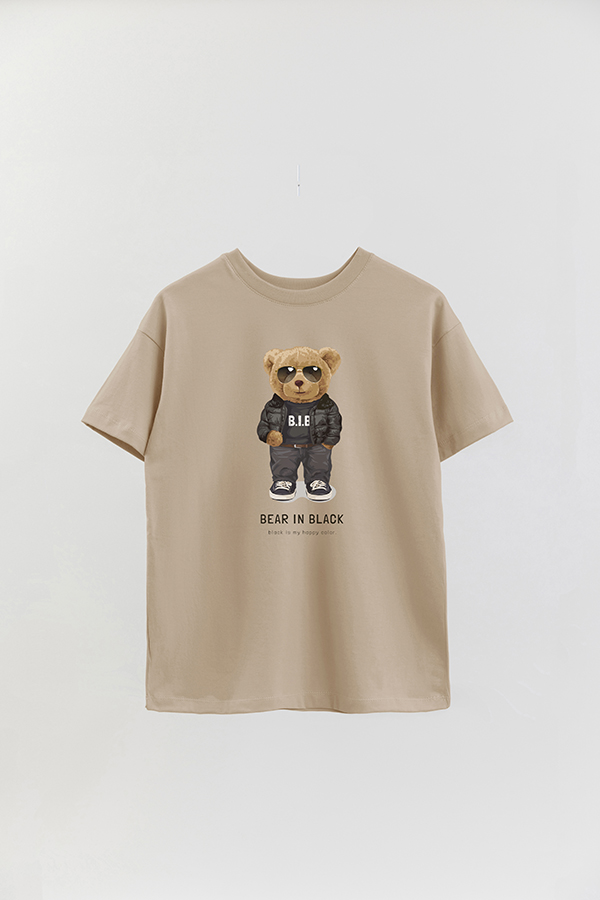 REMERA OVER ESTAMPADA UNISEX TEDDY BEAR IN BLACK