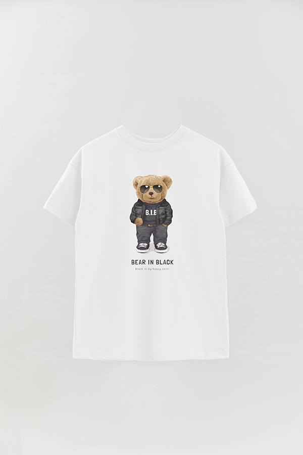 REMERA OVER ESTAMPADA UNISEX TEDDY BEAR IN BLACK
