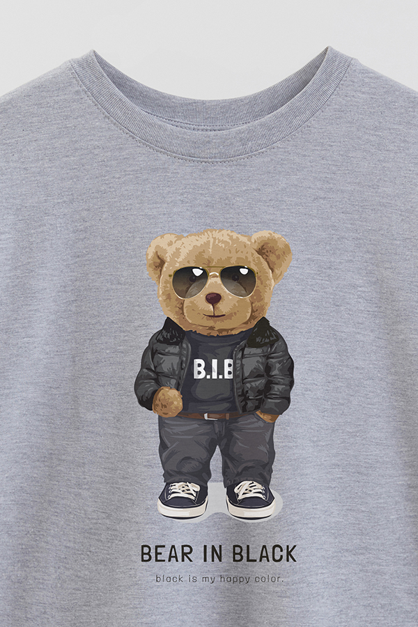 REMERA OVER ESTAMPADA UNISEX TEDDY BEAR IN BLACK