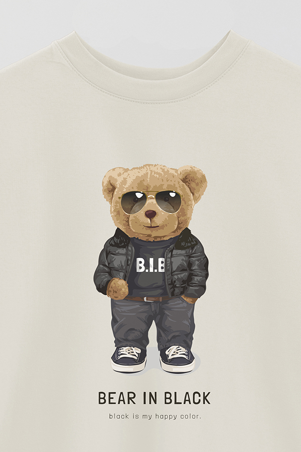 REMERA OVER ESTAMPADA UNISEX TEDDY BEAR IN BLACK