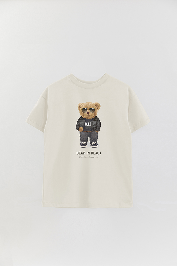 REMERA OVER ESTAMPADA UNISEX TEDDY BEAR IN BLACK