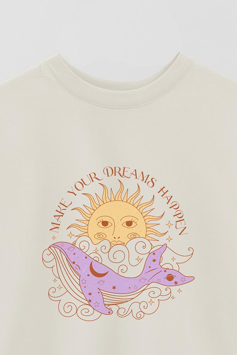 REMERA OVER ESTAMPADA MST MAKE YOUR DREAMS HAPPEN SUN