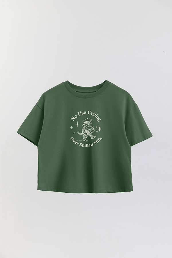 REMERA CROP ESTAMPADA COWGIRL MILK