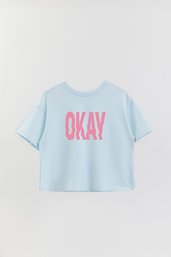 REMERA CROP ESTAMPADA PINK OKAY