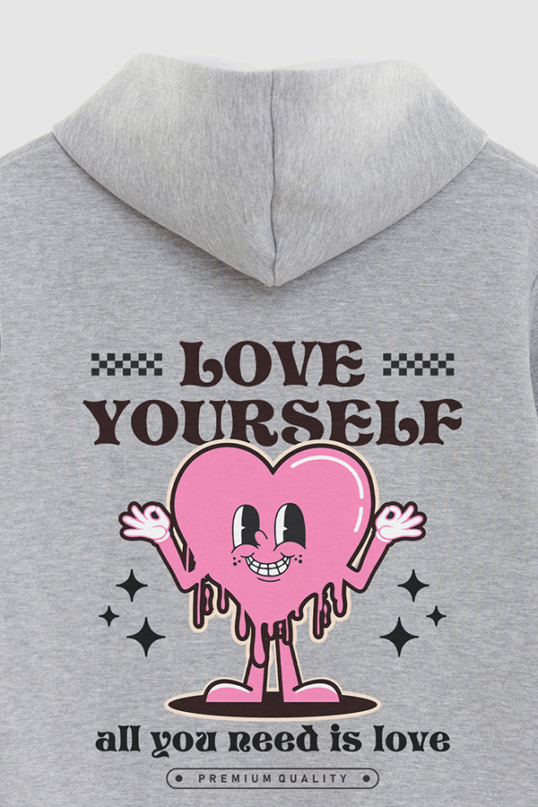 HOODIE ESTAMPADO CARTOON ILLUSTRATION LOVE YOURSELF