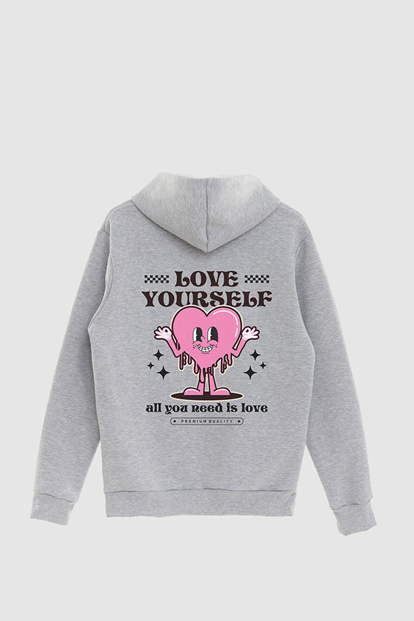 HOODIE ESTAMPADO CARTOON ILLUSTRATION LOVE YOURSELF