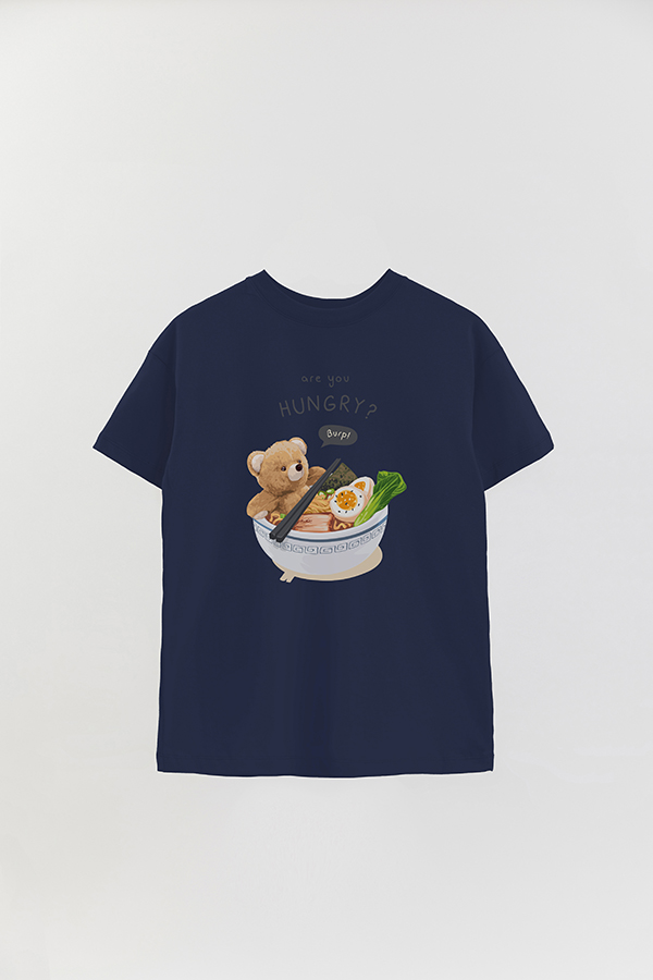 REMERA OVER ESTAMPADA UNISEX TEDDY ANYONE HUNGRY?