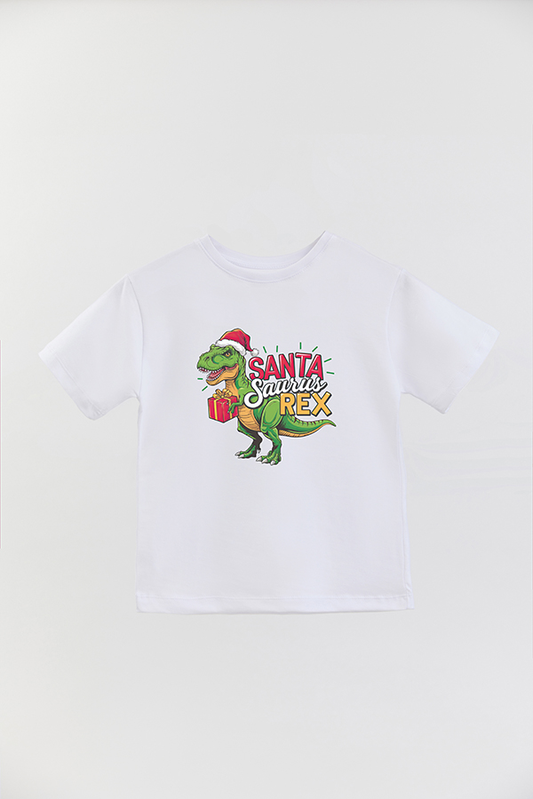 REMERA BASICA ESTAMPADA B XMAS SANTA SAURUS