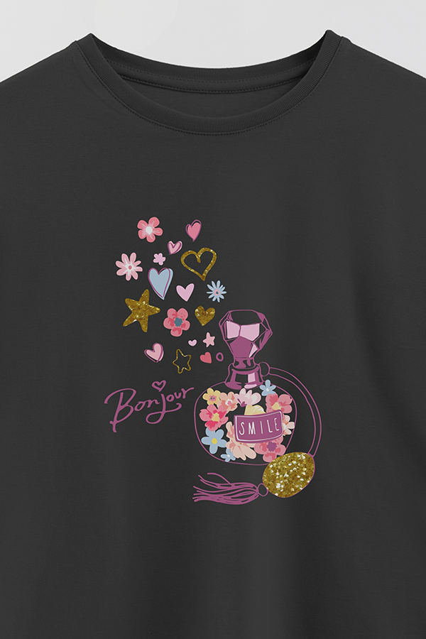 REMERA GIRL OVER BONJOUR SMILE