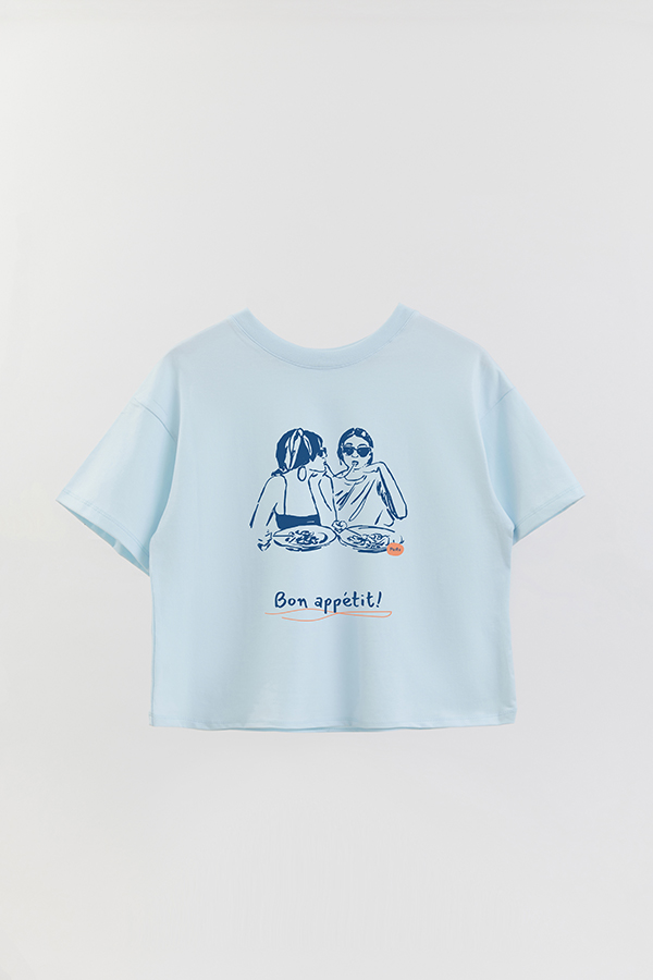 REMERA CROP ESTAMPADA ITALY BON APPETIT