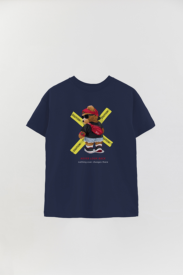 REMERA OVER ESTAMPADA UNISEX TEDDY NEVER LOOK BACK