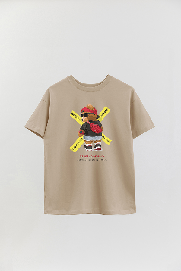 REMERA OVER ESTAMPADA UNISEX TEDDY NEVER LOOK BACK