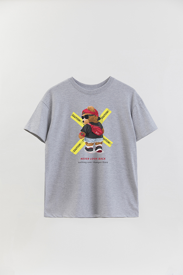 REMERA OVER ESTAMPADA UNISEX TEDDY NEVER LOOK BACK