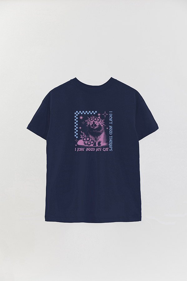 REMERA OVER ESTAMPADA CAT I JUST NEED MY CAT