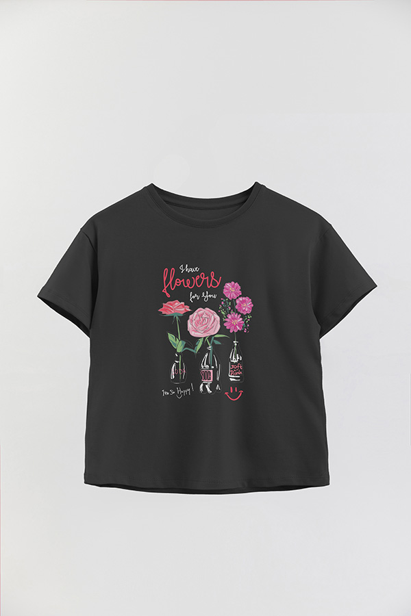 REMERA GIRL OVER FLOWERS FOR YOU
