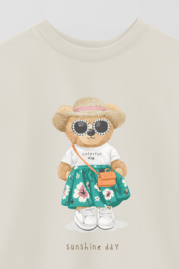 REMERA OVER ESTAMPADA UNISEX TEDDY SUNSHINE DAY