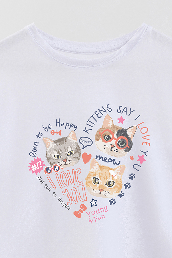 REMERA GIRL OVER KITTY DREAMS YOUNG AND FUN
